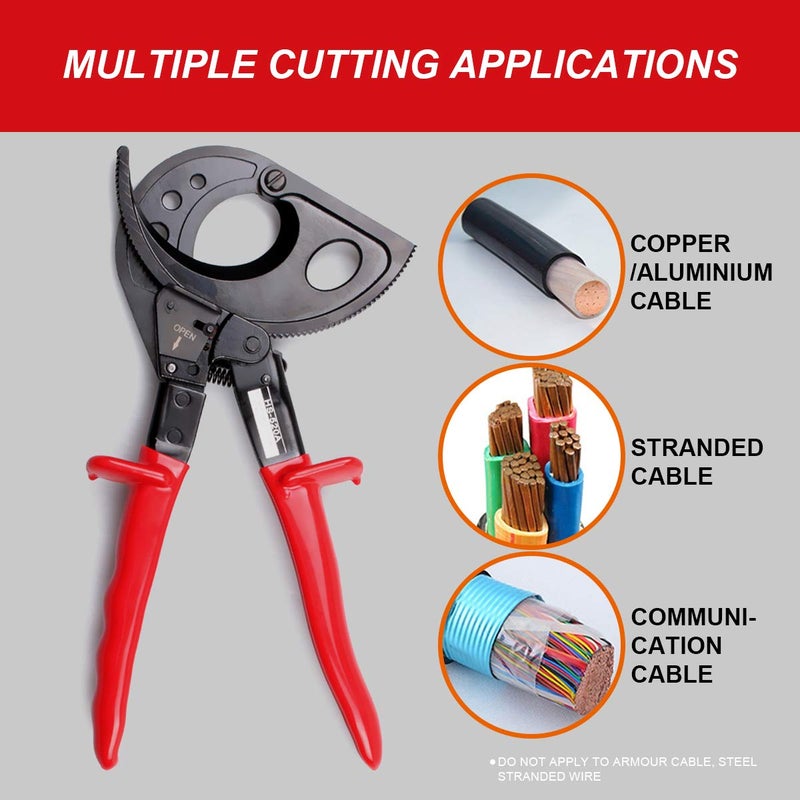 LUBAN Ratchet Cable Cutter, Heavy Duty Wire Cutter for Aluminum Copper Cable up to 400mmÂ², Ratcheting Wire Cutting Hand Tool - Image 3
